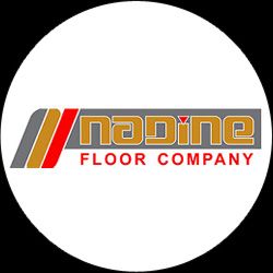 Logo of Nadine Floor Company with stylized red and yellow stripes.