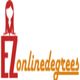 Logo with "EZ onlinedegrees," and a red figure resembling a person with a graduation cap.