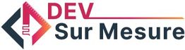 Logo "DEV Sur Mesure" avec une icône de flèche et règle en rouge.