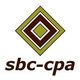 Diamond-shaped logo above the text "sbc-cpa" in brown and green.