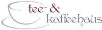 Logo mit Schriftzug "tee- & kaffehaus" und Skizze einer Tasse.
