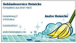 Visitenkarte Gebäudeservice Heinicke mit Mopp, Adresse und Kontaktdaten in Kleve.