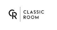 Logo med teksten "CR Classic Room" i sort og hvid.