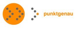 Oranges Logo mit grauen Punkten und dem Wort "punktgenau" rechts daneben.