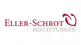 Logo von "Eller-Schrot Bestattungen" mit geschwungenem Design in rot und grau.