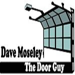 "Logo of a garage door with text 'Dave Moseley The Door Guy' in bold black font."