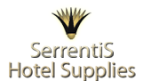 Logo von "SerrentiS Hotel Supplies" mit stilisiertem Ornament über dem Schriftzug.