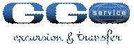 Logo GCO Service con testo "excursion & transfer" in blu e nero.