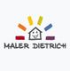Logo mit Haus und Regenbogen, darunter Schriftzug "Maler Dietrich" auf weißem Hintergrund.