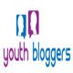 Silhouettes in speech bubbles above the text "youth bloggers" in purple and blue.