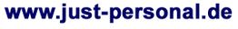 Text: "www.just-personal.de" in blauer Schrift auf weißem Hintergrund.