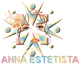 Illustrazione di un volto stilizzato con fiori e forme geometriche. Testo: "ANNA ESTETISTA".