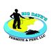 Silhouette of pest controller spraying, "Big Dave's Termite & Pest, LLC" with termite graphic.