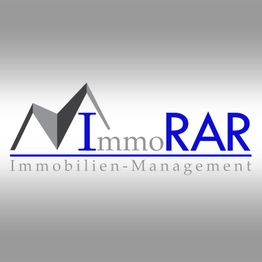 Logo mit Schriftzug "ImmoRAR Immobilien-Management", graue Dachskizze im Hintergrund.