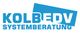 Blaues Logo mit Text "KOLBEDV SYSTEMBERATUNG".