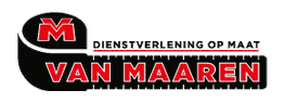 Logo van Van Maaren met de tekst "Dienstverlening op maat" en afbeelding van een rolmaat.