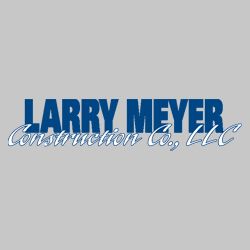Logo of Larry Meyer Construction Co., LLC with blue text on a gray background.