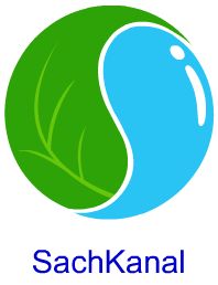 Grünes Blatt und blauer Tropfen in Kreisform, darunter der Text "SachKanal" in Blau.