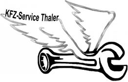 Flügel und Schraubenschlüssel mit Schriftzug "KFZ-Service Thaler".