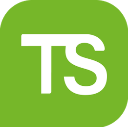 Ein grünes Quadrat mit weißen Buchstaben "TS" in der Mitte.
