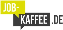 Logo mit den Worten "JOB-KAFFEE.DE" in Sprechblasen-Design.