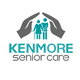 Logo of Kenmore Senior Care, showing hands enclosing elderly figures with a cane.