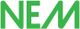 Grønt "NEM"-logo med moderne skrifttype på hvid baggrund.
