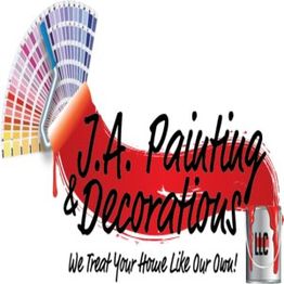 J.A. Painting & Decorations logo with paintbrush and color palette graphic.