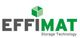 Logo von Effimat, mit grünem Würfel und Text "Storage Technology" in kleiner Schrift darunter.