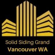 Yellow building logo with text: "Solid Siding Grand Vancouver WA" on a black background.