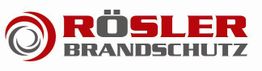 Rösler Brandschutz Logo mit stilisiertem roten und grauen Symbol links.