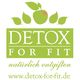 Grünes Logo mit Apfel und Blättern, Text: "Detox For Fit, natürlich entgiften, www.detox-for-fit.de".