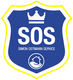 Blaues Wappen mit Krone, "SOS" und "Simon Ostmann Service" auf gelbem Hintergrund.