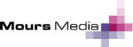 Logo mit Text "Mours Media" und einem lila-pink-blauen, pixelartigen Pluszeichen rechts.