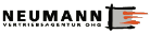 Logo der Neumann Vertriebsagentur mit stilisiertem E und roten Linien auf grauem Hintergrund.