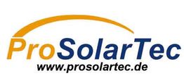Logo von ProSolarTec mit Website-Link "www.prosolartec.de" in Gelb und Blau.