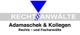 Logo der Kanzlei "Adamaschek & Kollegen" mit blauem Dreieck und Paragraphensymbol.
