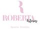 Logotipo de "Roberta Klein", agencia creativa, en texto rosa y negro sobre fondo blanco.
