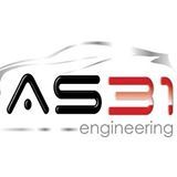Logo "AS31 engineering" avec silhouette de voiture gris clair en arrière-plan.