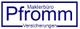 Textlogo: "Maklerbüro Pfromm Versicherungen" in blauer Schrift auf weißem Hintergrund.