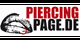 Logo mit Lippen und Text "PIERCING PAGE.DE" in Schwarz und Rot.