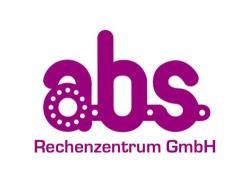 Logo mit der Aufschrift "abs Rechenzentrum GmbH" in lila Schrift auf weißem Hintergrund.