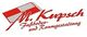 Logo von M. Kupsch mit roter Schrift und Bodenmuster. Text: Fußboden- und Raumgestaltung.