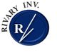 Blaues Logo mit weißem "R" und diagonaler Linie, Schriftzug "Rivary Inv." oben.