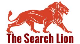 Red lion logo above the text "The Search Lion."