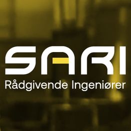 Logo med teksten "SARI Rådgivende Ingeniører" på en gul baggrund.