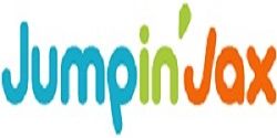 Logo with colorful text reading "Jumpin' Jax" in blue, green, and orange letters.