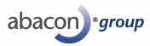 Logo der Abacon Group mit blauem und grauem Schriftzug und geschwungenem Element.