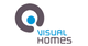 Logo mit grauem Kreis und blauem Punkt, Text "Visual Homes".
