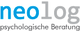 "Logo von neolog mit der Aufschrift 'psychologische Beratung'. 'neo' in Blau, 'log' in Grau."